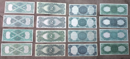 US 5 Dollar and 10 Dollar 1880 Legal Tender historical paper money showing front and reverse sides