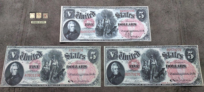 US 5 Dollar 1875 Series Legal Tender Jackson historical paper money front