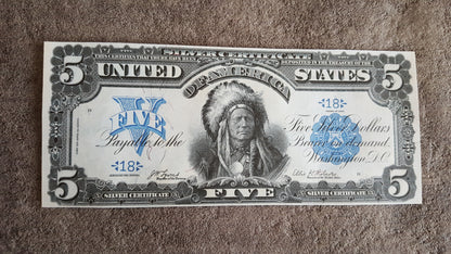 US 5 Dollar 1899 Silver Certificate  historical currency note front