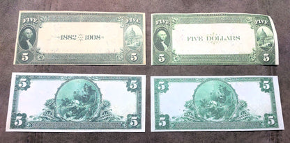 US 5 Dollar National Bank notes 1882-1927 Date Back reverse side view