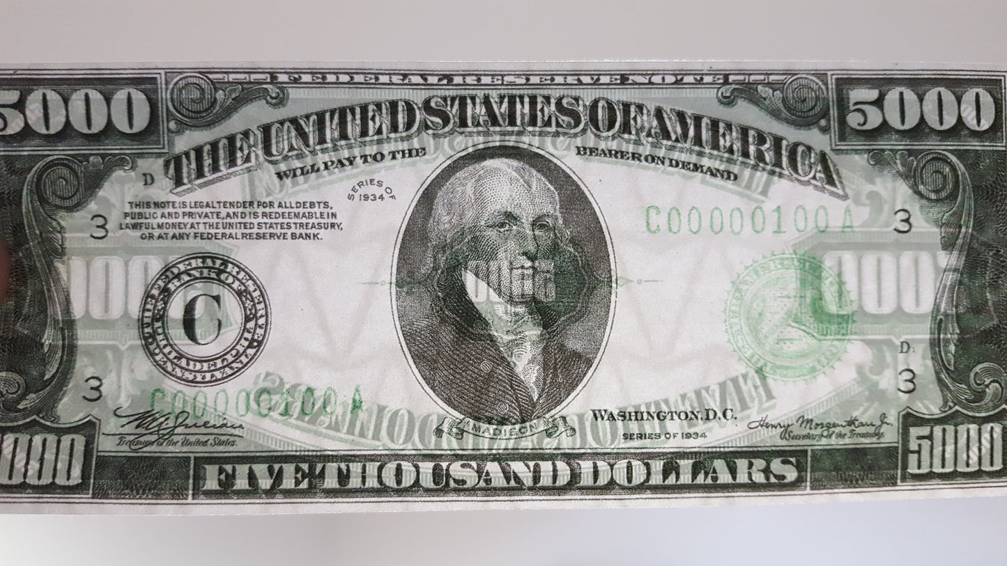 5000, Dollar 1934 Federal Reserve Notes