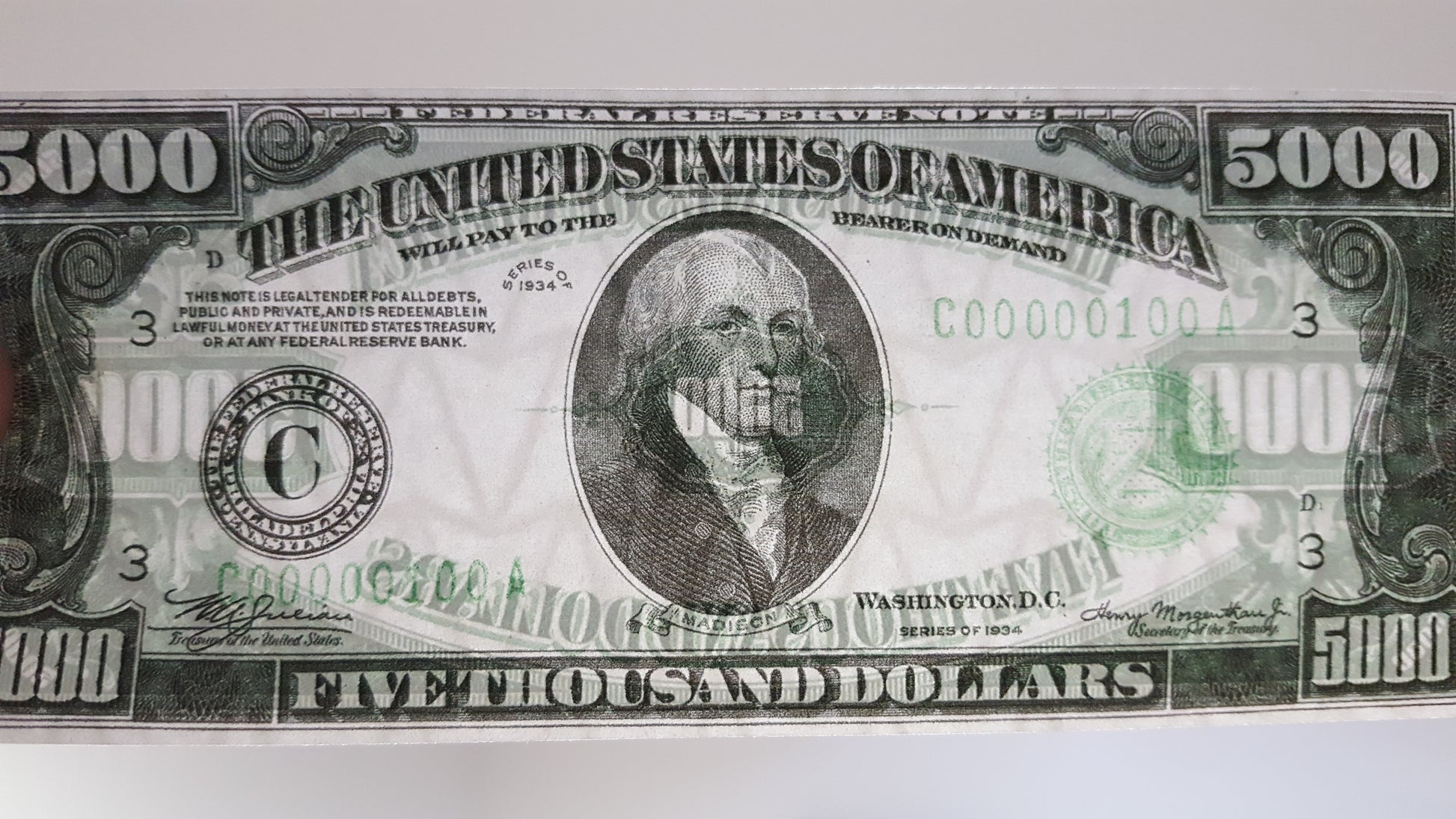 5000, Dollar 1934 Federal Reserve Notes
