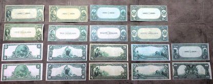 US National Bank notes 1882-1927 Date Back collection set - reverse side view