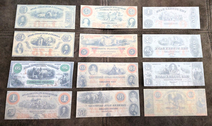 Rare US obsolete currency notes 1850-1862 set E - reverse side view