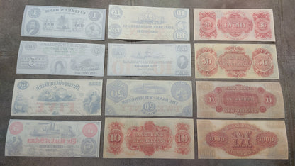 Rare US obsolete currency notes 1854-1863 maritime theme set G - reverse side view