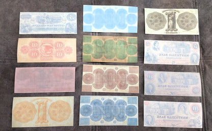 Rare US obsolete currency notes 1837-1868 New Orleans and Virginia set F - reverse side view