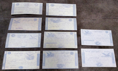Rare US Treasury Notes 1812-1815 War of 1812 era historical collection set - reverse side view